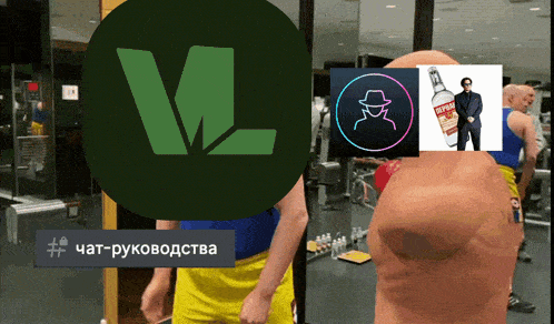 a picture of a man with a green circle with the letter m on it