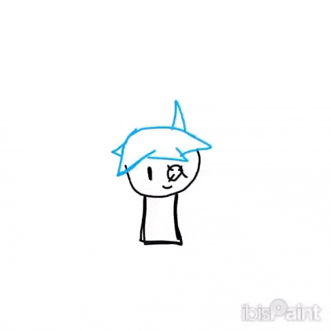 a drawing of a person with horns and a blue hat .