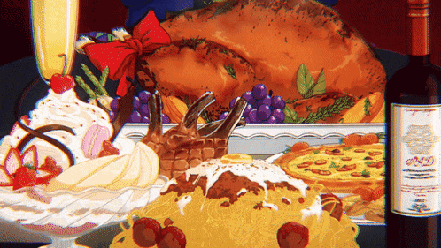 a bottle of wine sits on a table next to a plate of food