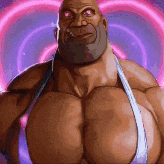 a cartoon of a man with a beard wearing a white tank top