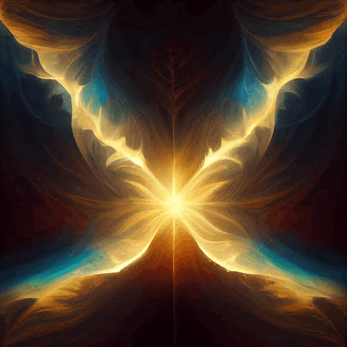 a computer generated image of a butterfly with a light coming out of the center