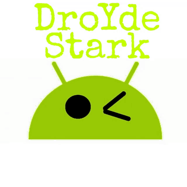 a picture of a green android with the words droyde stark above it