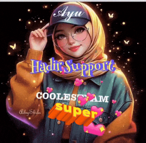 a picture of a girl wearing a hijab and a hat that says ayu