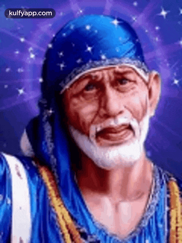 a close up of a painting of a man with a beard wearing a blue turban .