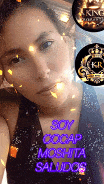 a woman with the words soy cocap moshita saludos