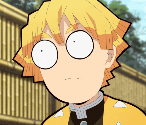 a close up of a cartoon character 's face with big eyes