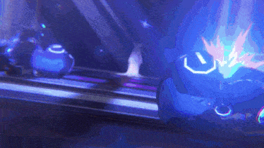 a cartoon character with a blue light coming out of it 's head