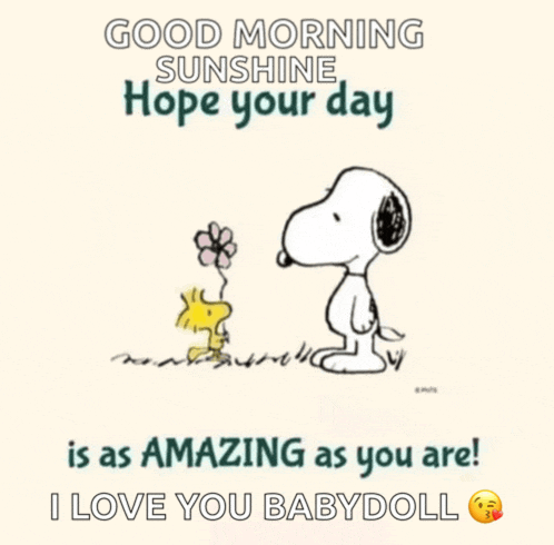 a good morning sunshine hope your day is as amazing as you are ! i love you babydoll .