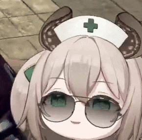 a nurse with horns is wearing sunglasses and a nurse 's hat with a cross on it .