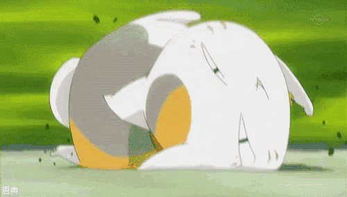 a cartoon cat is laying on the ground with its eyes closed