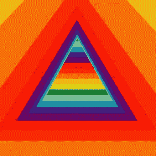 a rainbow colored triangle is surrounded by other triangles