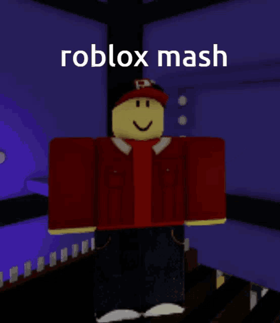 a picture of a roblox character with the words roblox mash above him