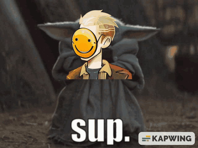 a picture of a person with a smiley face and the word sup on the bottom