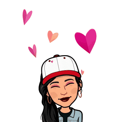 a cartoon of a woman wearing a baseball cap with hearts coming out of it