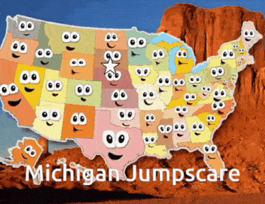 a map of the united states with faces on it