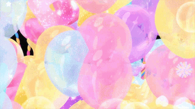 a pink heart shaped balloon is surrounded by bubbles