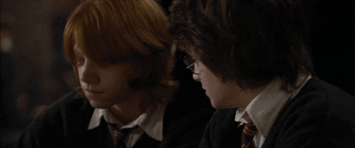 harry potter and ron weasley looking at each other