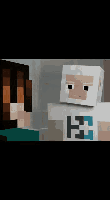 a minecraft character with the letter h on it