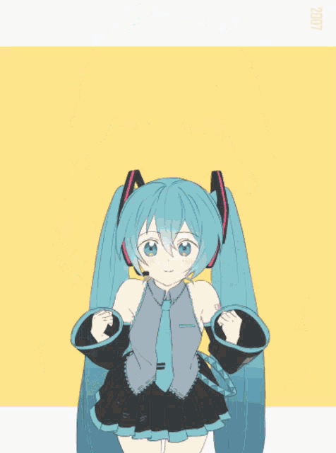 a drawing of hatsune miku with the year 2007