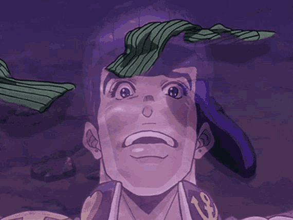a cartoon of a man with a green scarf on his head