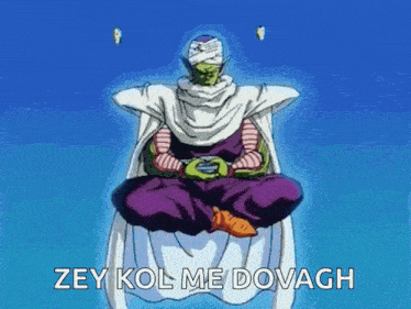 piccolo from dragon ball z is sitting in a lotus position .