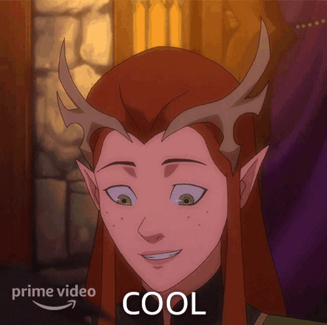 a cartoon of a woman with antlers and the word cool on the bottom
