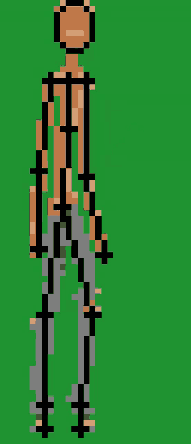 a pixel art of a man holding a sword