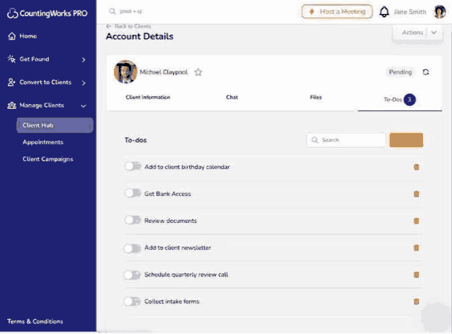 a screenshot of the account details page of a countingworks pro app .