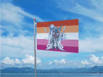 a flag with a picture of a warrior on it