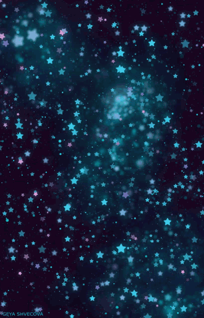 a dark background with a lot of stars and the name maya shvecova