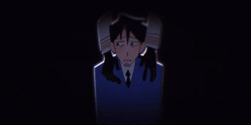a blurry picture of a person 's face in a dark room with a purple background .