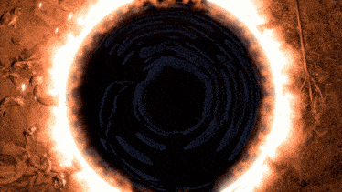 a circle of fire is surrounding a black hole
