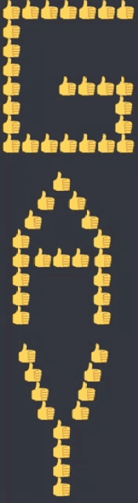 a bunch of thumbs up in the shape of a letter g