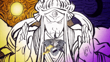 a drawing of a woman with a third eye and a butterfly on her chest