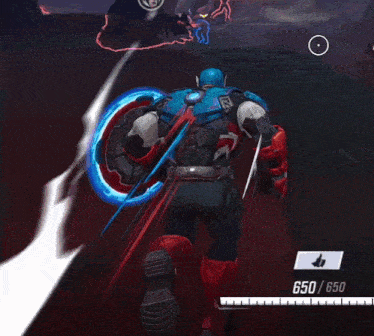 a video game screen shows a character with 650/650 on the bottom