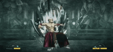 a video game screen shows a man standing in front of a statue of a man