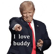 a man in a suit and tie is pointing at the camera and says " i love buddy "