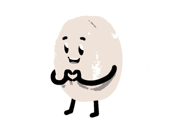 a cartoon drawing of a marshmallow with arms and legs and the word i and u below it