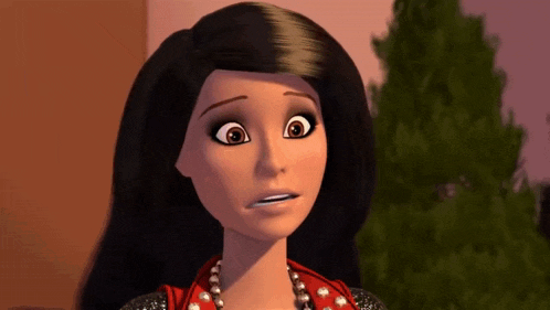 a barbie doll is making a surprised face