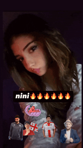 a girl with a sticker that says nini