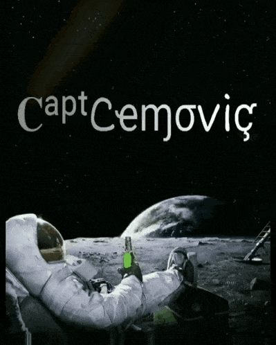 a picture of an astronaut on the moon with the name captcemovic on the bottom