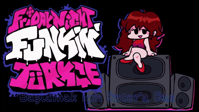 a cartoon girl is sitting on top of a speaker with the words ' fnf zombie ' written below her