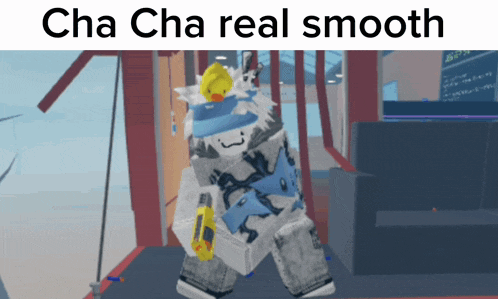 a picture of a cartoon character with the words cha cha real smooth below it