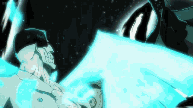 a cartoon of a skeleton holding a blue object