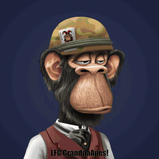a cartoon of a monkey with a halo and the words lfg grandpa apes below it