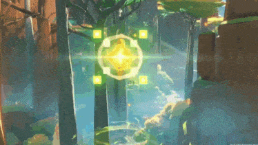 a video game scene with a yellow object in the middle of it
