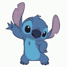 a cartoon character named stitch is waving his hand