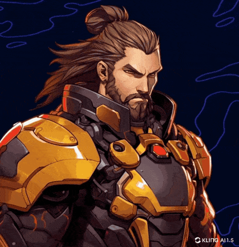 a drawing of a man with long hair and a beard with the words kling ai 1.5 on the bottom left