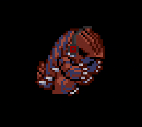 a pixel art drawing of a person with headphones on