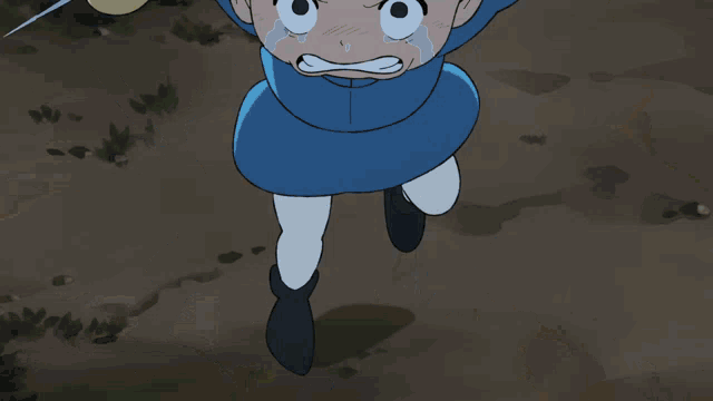 a close up of a cartoon character 's face with tears coming out of his eyes